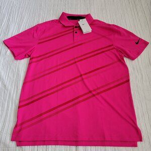 Nike DRI-FIT Vapor Striped Golf Polo Shirt DH0805-642 Pink / Red / Black Size M